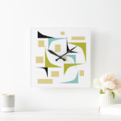 Horloge Carrée Coins géométriques de l'âge atomique rétro milieu  (Maison)