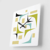 Horloge Carrée Coins géométriques de l'âge atomique rétro milieu  (Angle)