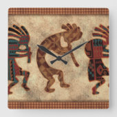 Horloge Carrée Cokopelli Clock Southwestern (Recto)