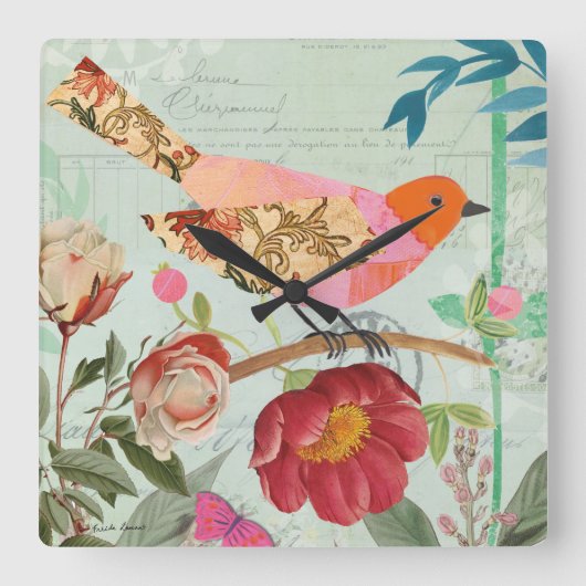 Horloge Carrée Colibri (Recto)