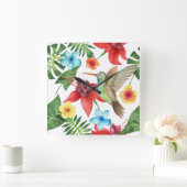Horloge Carrée Colibri tropical (Maison)