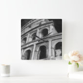 Horloge Carrée Colisée romaine avec dessins architecturaux (Maison)