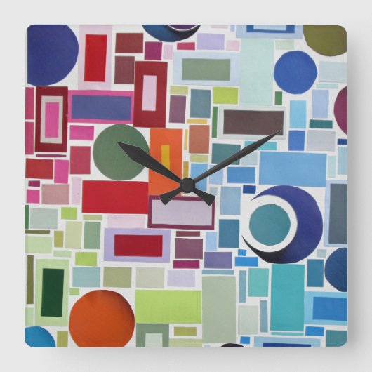 Horloge Carrée Collage de la carte couleur Retro Disco des années (Recto)