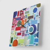 Horloge Carrée Collage de la carte couleur Retro Disco des années (Angle)