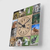 Horloge Carrée Collage de photos de chiens sur Arrière - plan de  (Angle)