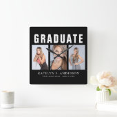 Horloge Carrée Collage de photos de la fin d'études Félicitations (Maison)