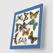 Horloge Carrée Collage des papillons de nuit et des papillons de  (Angle)