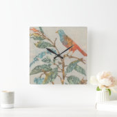 Horloge Carrée Collage II de volière (Maison)