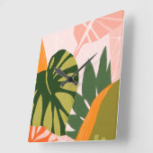 Horloge Carrée Collage Jungle I (Angle)