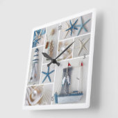 Horloge Carrée Collage nautique (Angle)