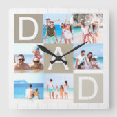 Horloge Carrée Collage photo de Fête des pères moderne (Recto)