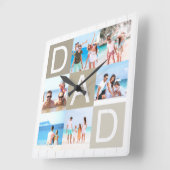 Horloge Carrée Collage photo de Fête des pères moderne (Angle)