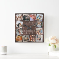Collage photo en bois rustique Monogramme Créez vo