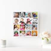 Horloge Carrée Collage photo Faites votre propre do-it-yourself (Maison)