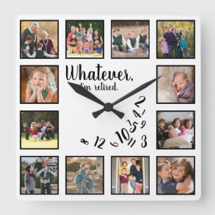 Horloge Carrée Collage Photo Personnalisé Je Suis Retraité Horlog