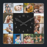 Horloge Carrée Collage photo simple et personnalisé<br><div class="desc">Simple et moderne collage photo Instagram, parfait pour 16 souvenirs préférés à être reconnaissable dans cette horloge murale de gardien au design minimaliste. Parfait comme un cadeau pour la famille ou les meilleurs amis, le réchauffement de la maison, ou les jeunes mariés, mais aussi un cadeau parfait pour vous-même, un...</div>