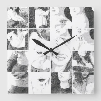 Horloge Carrée Collage sans visage