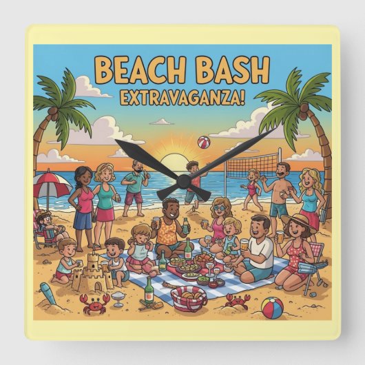 Horloge Carrée Collecte de plages (Recto)