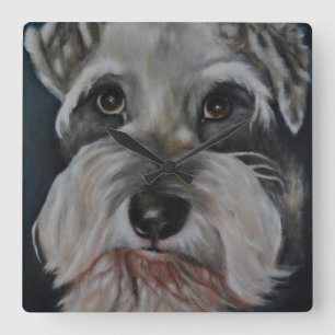 Horloge Carrée Collection animale - le Schnauzer