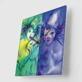 Horloge Carrée COLLECTION CLOWNS / Balle Masquearde vénitienne (Angle)