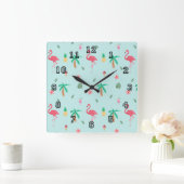 Horloge Carrée Collection Flamant rose d'été Tropical Blue Room C (Maison)