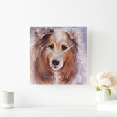 HORLOGE CARRÉE COLLIE D'OR AMICALE (Maison)