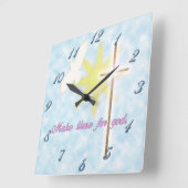 Horloge Carrée colombe chrétienne (Angle)