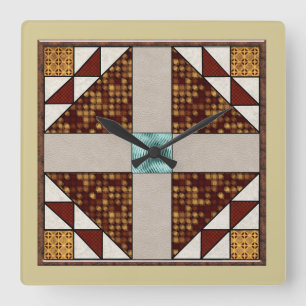 Horloge Carrée Colombe en crème de brun de bloc d'édredon de