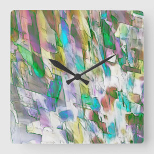 Horloge Carrée Colorée décolorée, opaque contre combat satiné