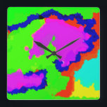 Horloge Carrée Colorful art Multicolor Abstract 2020<br><div class="desc">Printed with colorful and bright art abstract background,  this is great for colorful holiday toxits & home decor.</div>
