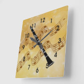 Horloge Carrée Colorful Clarinet (Angle)