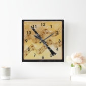 Horloge Carrée Colorful Clarinet Design with matching frame (Maison)