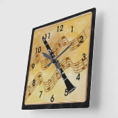 Horloge Carrée Colorful Clarinet Design with matching frame (Angle)