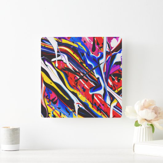 Horloge Carrée Colorful Clock (Maison)