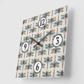 Horloge Carrée Colorful Dragonfly Pattern (Angle)