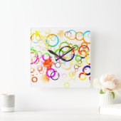 Horloge Carrée Colorful drink rings (Maison)