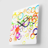 Horloge Carrée Colorful drink rings (Angle)