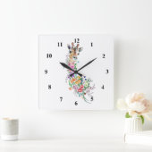 Horloge Carrée Colorful Flowers Bouquet (Maison)