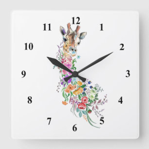 Horloge Carrée Colorful Flowers Bouquet