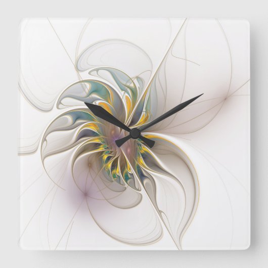 Horloge Carrée Colorful fractal ornament. Flower art (Recto)