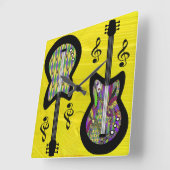 Horloge Carrée Colorful Mardi Gras Guitars (Angle)