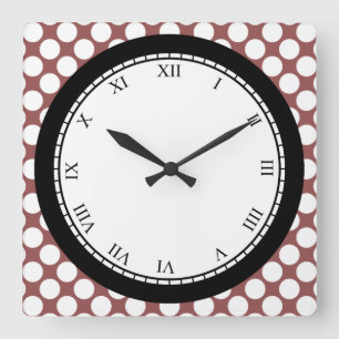 Horloge Carrée Colorful polka dot roman Digits White on any color