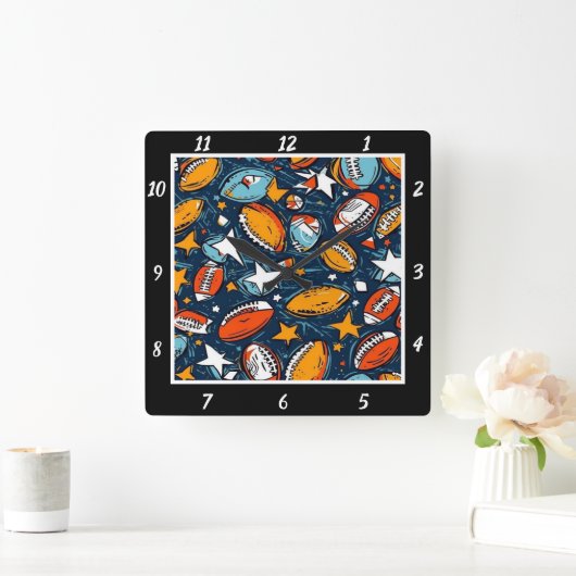 Horloge Carrée Colorful Star Football (Maison)