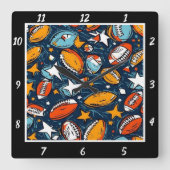 Horloge Carrée Colorful Star Football (Recto)