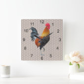 Horloge Carrée Colorful Strutting Rooster Design (Maison)