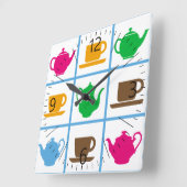 Horloge Carrée Colorful teapots (Angle)