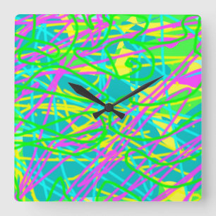 Horloge Carrée Coloriez Mes Rêves Motif Gribouillage Artsy Expres