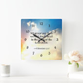 Horloge Carrée Colossiens 3:17, Écriture de la Bible chrétienne, (Maison)
