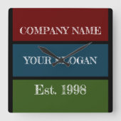 Horloge Carrée Coloured Block Style Company Name (Recto)
