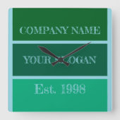Horloge Carrée Coloured Block Style Company Name (Recto)